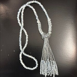 Elegant Ice Blue Beaded Necklace